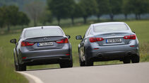 Infiniti Q50 S 3.5 V6 Hybrid, Lexus GS 450h F-Sport, Heckansicht