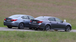 Infiniti Q50 S 3.5 V6 Hybrid, Lexus GS 450h F-Sport, Seitenansicht