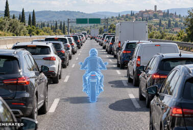 „Rettungsgasse“ für Mopeds im Stau