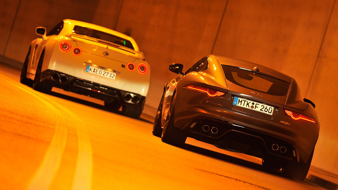 Jaguar F-Type R AWD Coupé, Nissan GT-R, Heckansicht