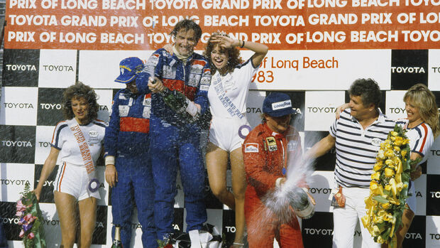 John Watson - McLaren - Niki Lauda - McLaren - Rene Arnoux - Ferrari - GP USA-West 1983