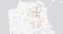 Karte Unfälle Robotaxis fahrerlose Autos San Francisco seit 2022