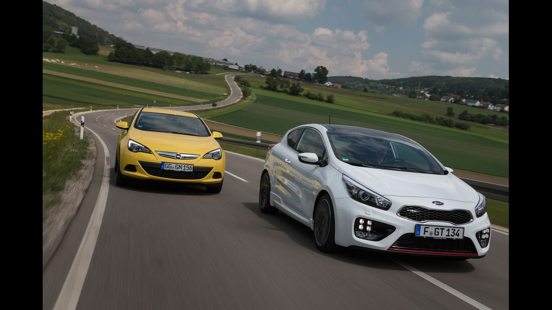 Kia Pro Cee'd GT Track, Opel Astra GTC 1.6 Turbo, Frontansicht