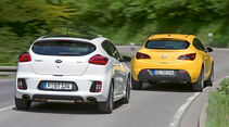 Kia Pro Cee'd GT Track, Opel Astra GTC 1.6 Turbo, Heckansicht