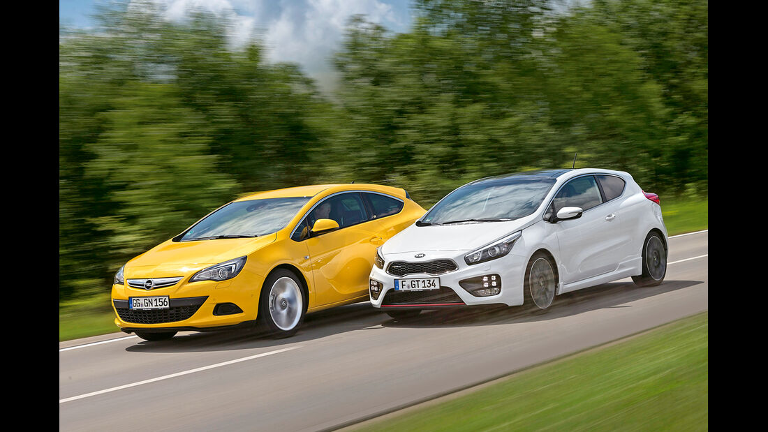 Kia Pro Cee'd GT Track, Opel Astra GTC 1.6 Turbo, Seitenansicht