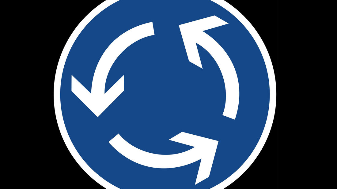 Kreisverkehr, Verkehrszeichen