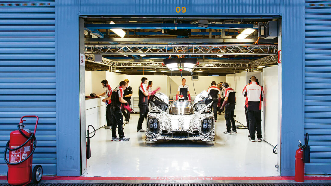 LMP1-Porsche 919 Hybrid, Testfahrt, Box, Frontansicht