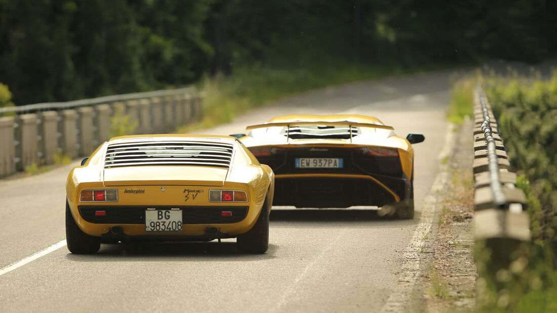 Lamborghini Miura und Aventador, Impressionen, Generationen-Treffen