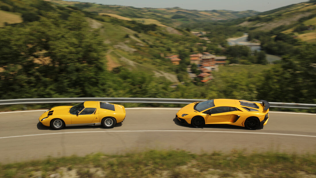 Lamborghini Miura und Aventador, Impressionen, Generationen-Treffen