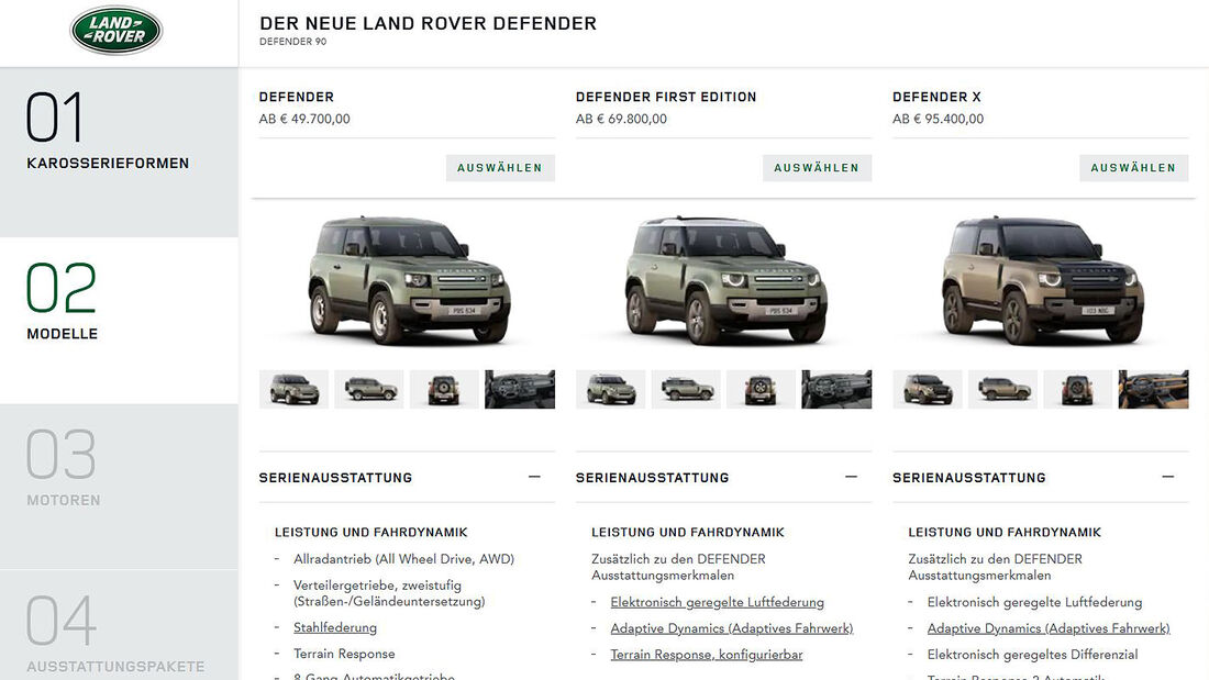 Land Rover Defender konfiguriert: vom Basispreis auf über 100.000 Euro