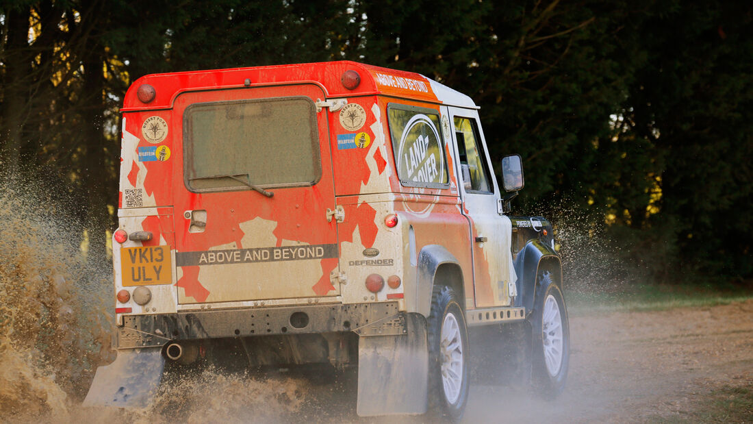 Land Rover Rallye-Defender, Heckansicht