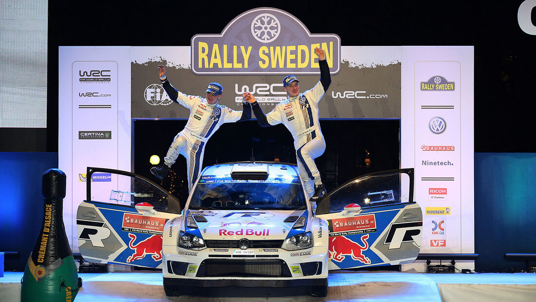 Latvala, WRC, Siegerehrung, VW Polo R WRC, Rallye Schweden 2014