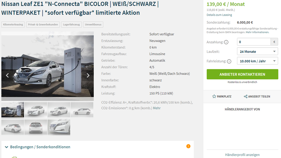 ElektroautoLeasing Die besten PrivatLeasingAngebote ab 39 Euro