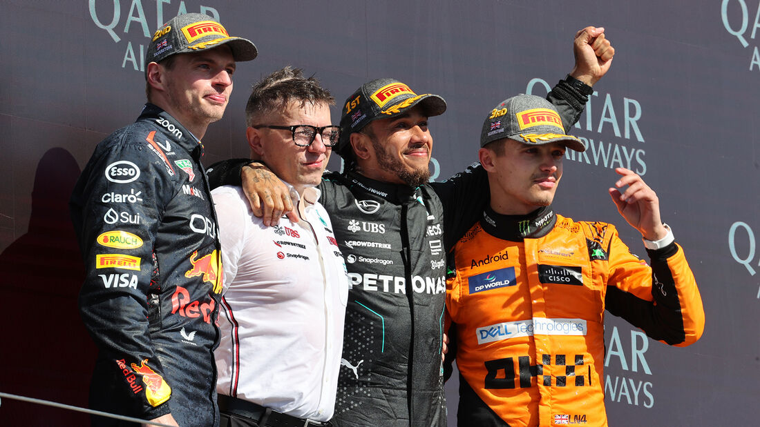 Lewis Hamilton - Max Verstappen - Lando Norris - Mercedes - Red Bull - McLaren - Formel 1 - Silverstone - GP England - 7. Juli 2024