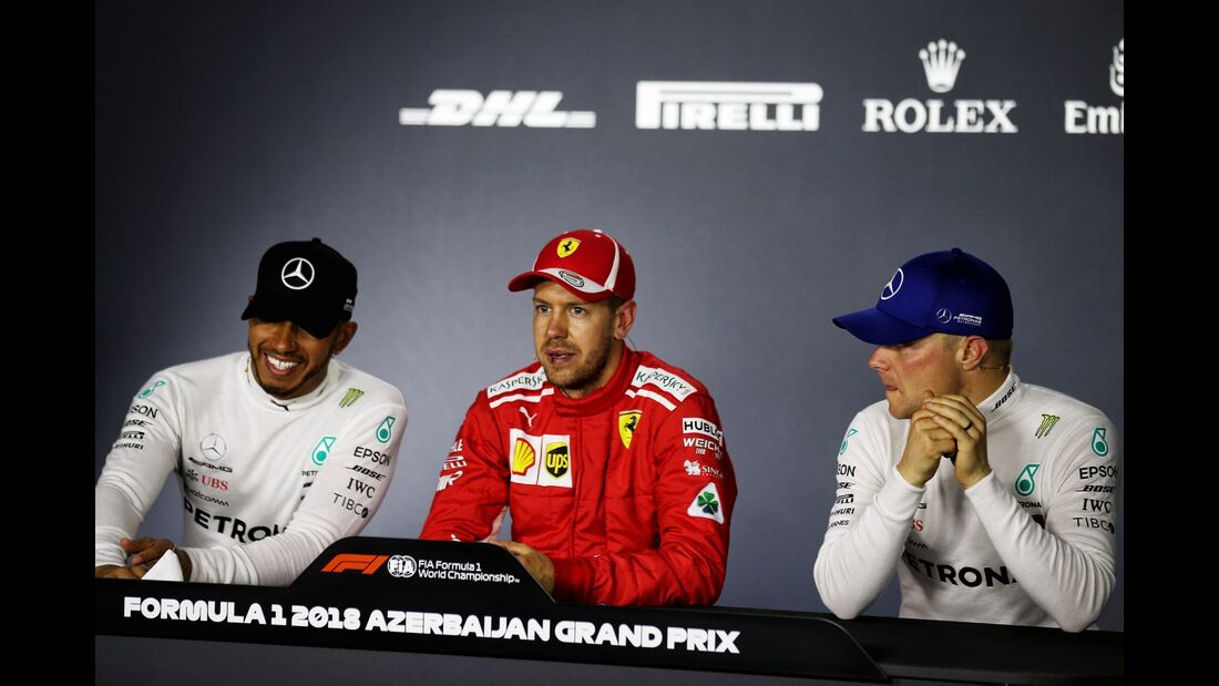 Lewis Hamilton - Mercedes - Sebastian Vettel - Ferrari - Valtteri Bottas - Mercedes - Formel 1 - GP Aserbaidschan - 28. April 2018