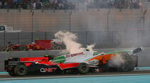 Liuzzi Schumacher Crash GP Abu Dhabi 2010
