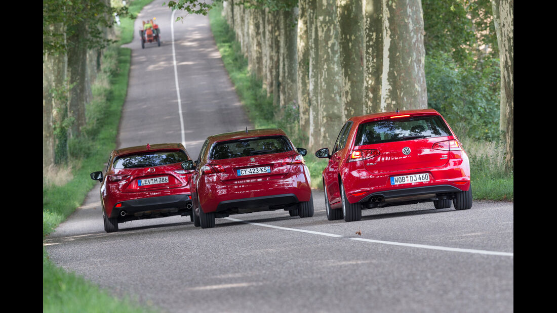 Mazda 3, Peugeot 308, VW Golf