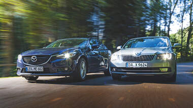 Mazda 6 2.0i, Skoda Superb 1.4 TSI, Frontansicht