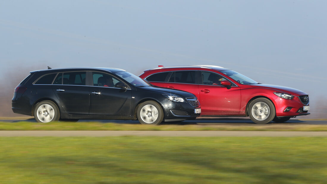 Mazda 6 Kombi, Opel Insignia Sports Tourer, Seitenansicht