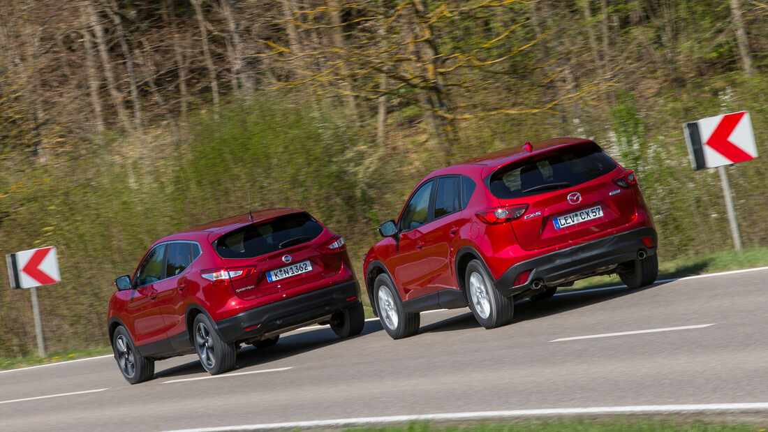 Mazda CX-5, Nissan Qashqai, Seitenansicht