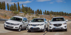 Mazda CX-5, Nissan Qashqai, VW Tiguan, Frontansicht