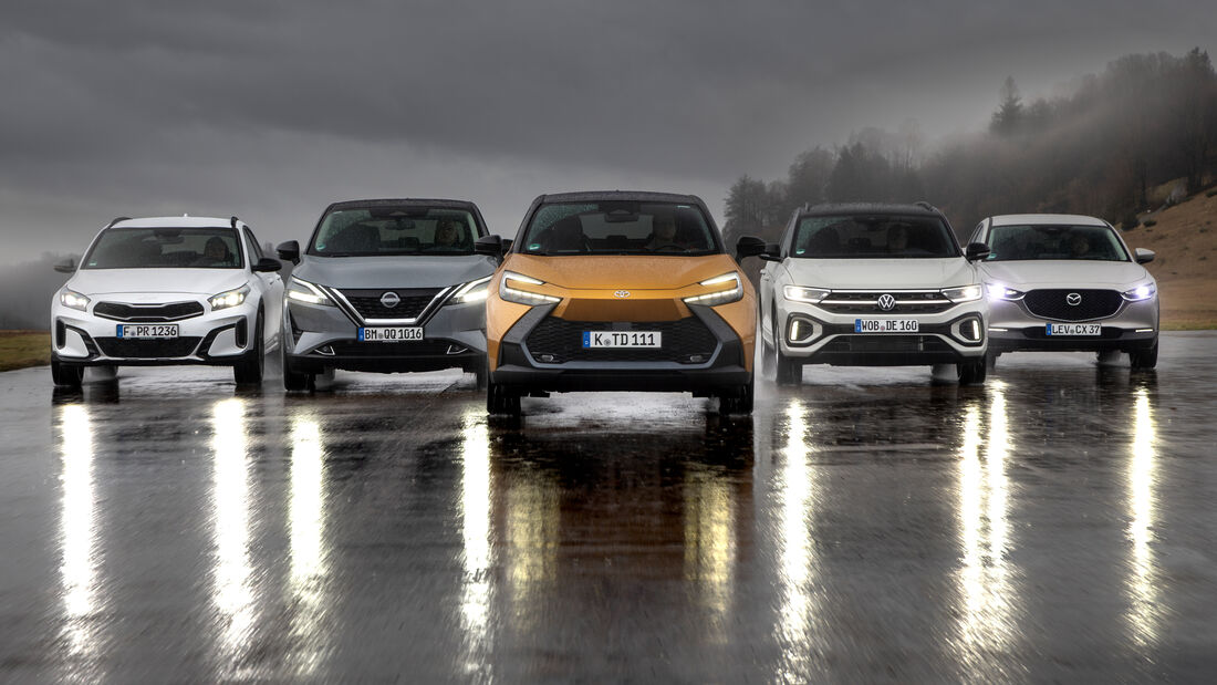 Mazda CX30 2,0, VW T-Roc, Kia XCeed, Nissan Qashqai, Toyota C-HR