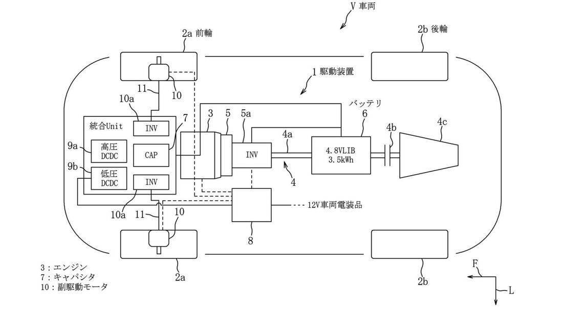 Mazda Hybrid Konzept Radnabenmotoren Kondensator