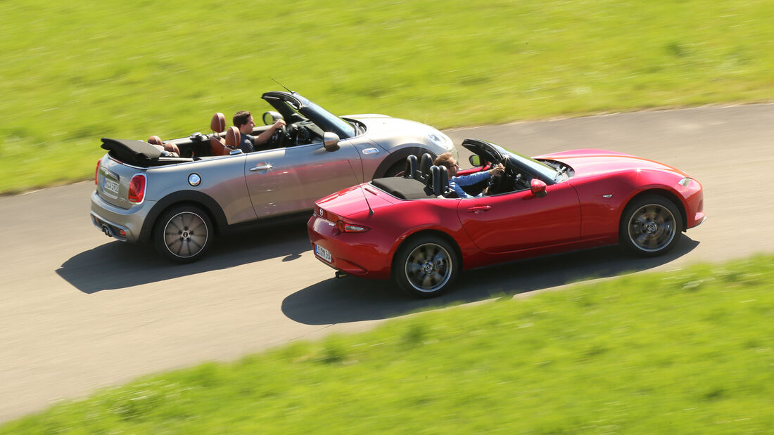 Mazda MX-5 G 160, Mini Cooper S Cabrio, Seitenansicht