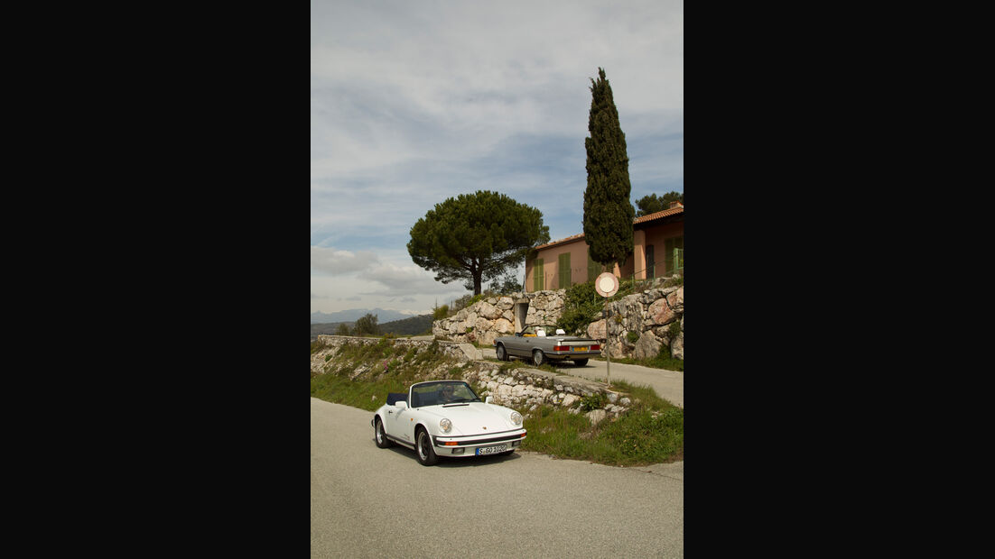 Mercedes 500 SL, Porsche 911 Carrera Cabriolet, Côte d’Azur 