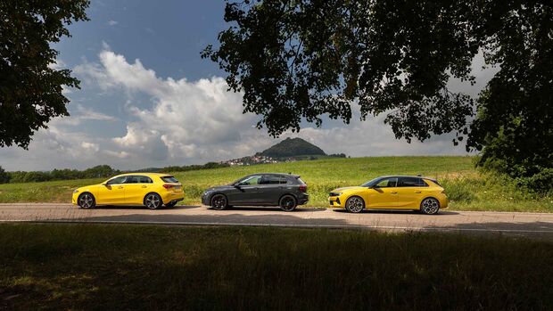 Mercedes A 250 E, Opel Astra 1.6 Di Turbo PHEV, VW Golf 1.4 Ehybrid
