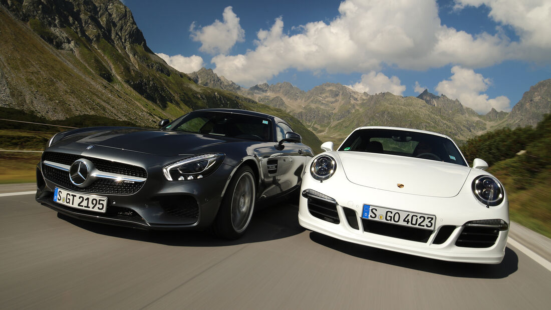 Mercedes-AMG GT, Porsche 911 Carrera GTS, Frontansicht