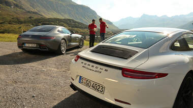 Mercedes-AMG GT, Porsche Carrera GTS, Heckansicht