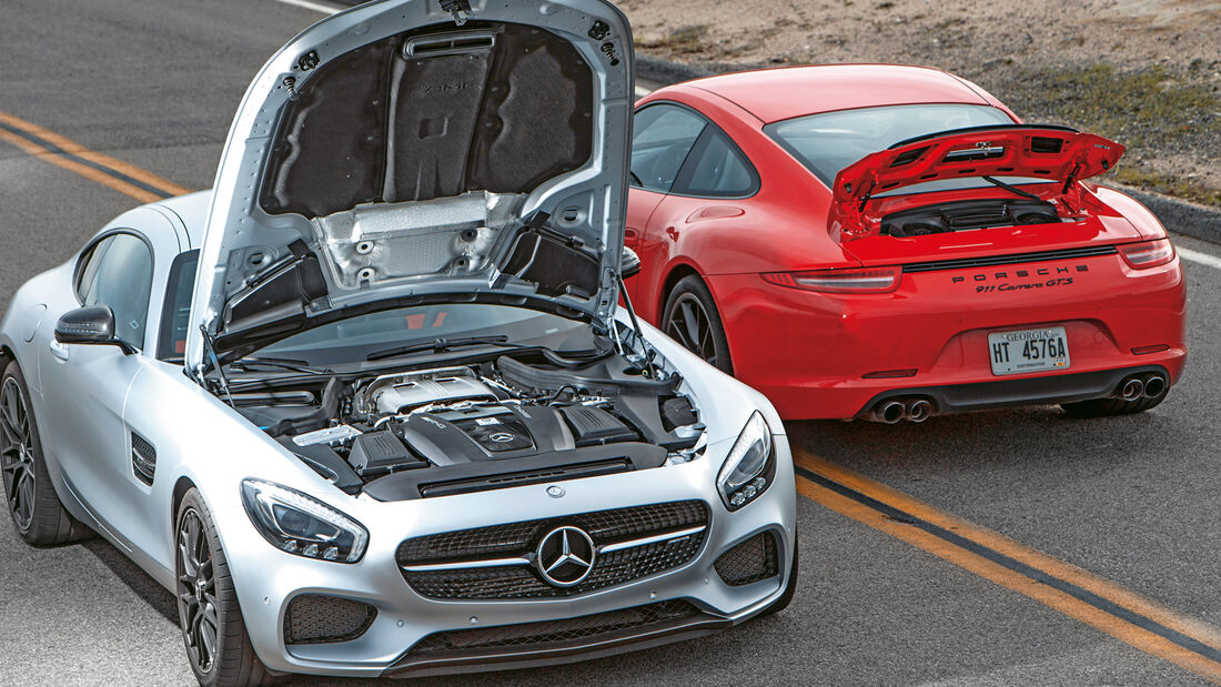 Mercedes AMG GT S, Porsche 911 Carrera GTS, Motorhaube