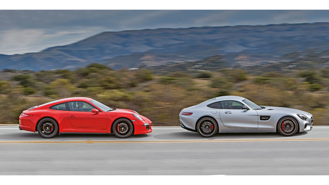 Mercedes AMG GT S, Porsche 911 Carrera GTS, Seitenansicht