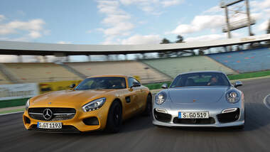 Mercedes-AMG GT S, Porsche 911 Turbo, Frontansicht