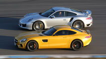 Mercedes-AMG GT S, Porsche 911 Turbo, Seitenansicht
