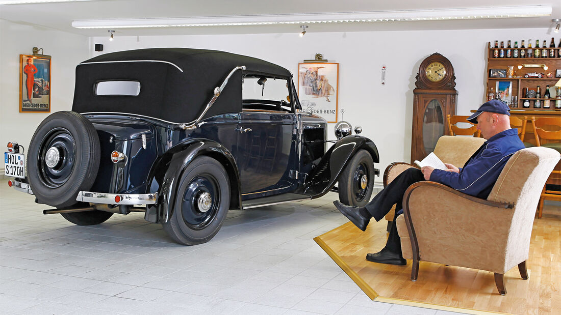 Mercedes-Benz 170 Cabriolet, Heckansicht, Garage