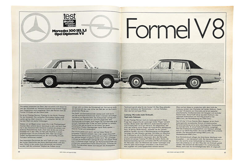 Mercedes-Benz 300 SEL 3.5, Opel Diplomat V8, ams-Artikel