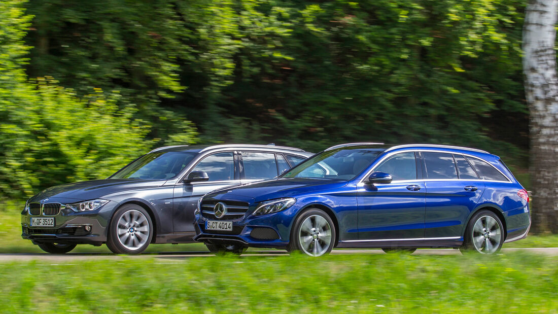 Mercedes C 180 T, BMW 330d, Seitenansicht