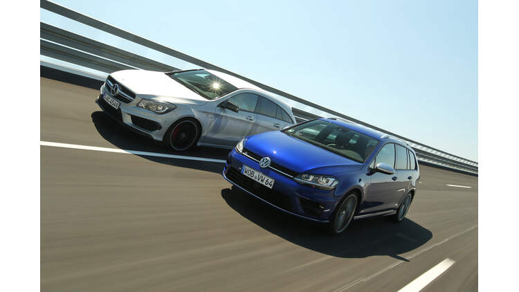 Mercedes Cla 45 Amg Shooting Brake Gegen Vw Golf Variant R Auto Motor Und Sport