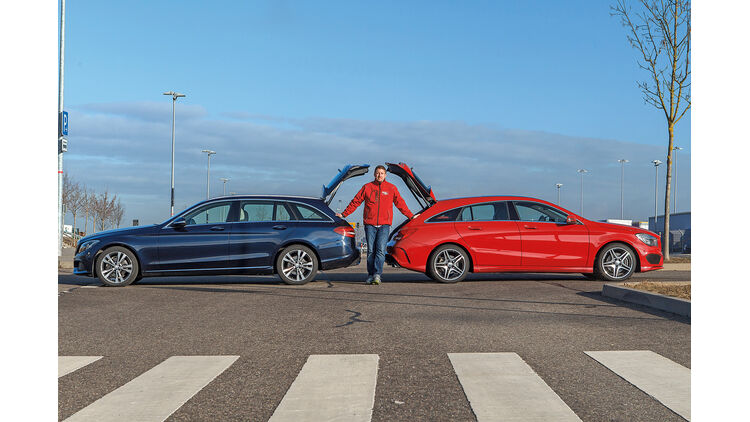 Mercedes Cla Shooting Brake Und C Klasse Im Vergleich Der Kompakte Misst Sich Am T Modell Auto Motor Und Sport