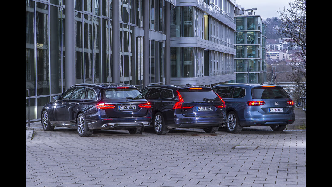 Mercedes E 200 T, Volvo V90, VW Passat Variant 