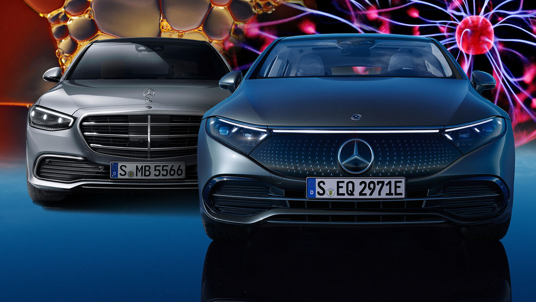 Mercedes EQS und S-Klasse Collage Vergleich