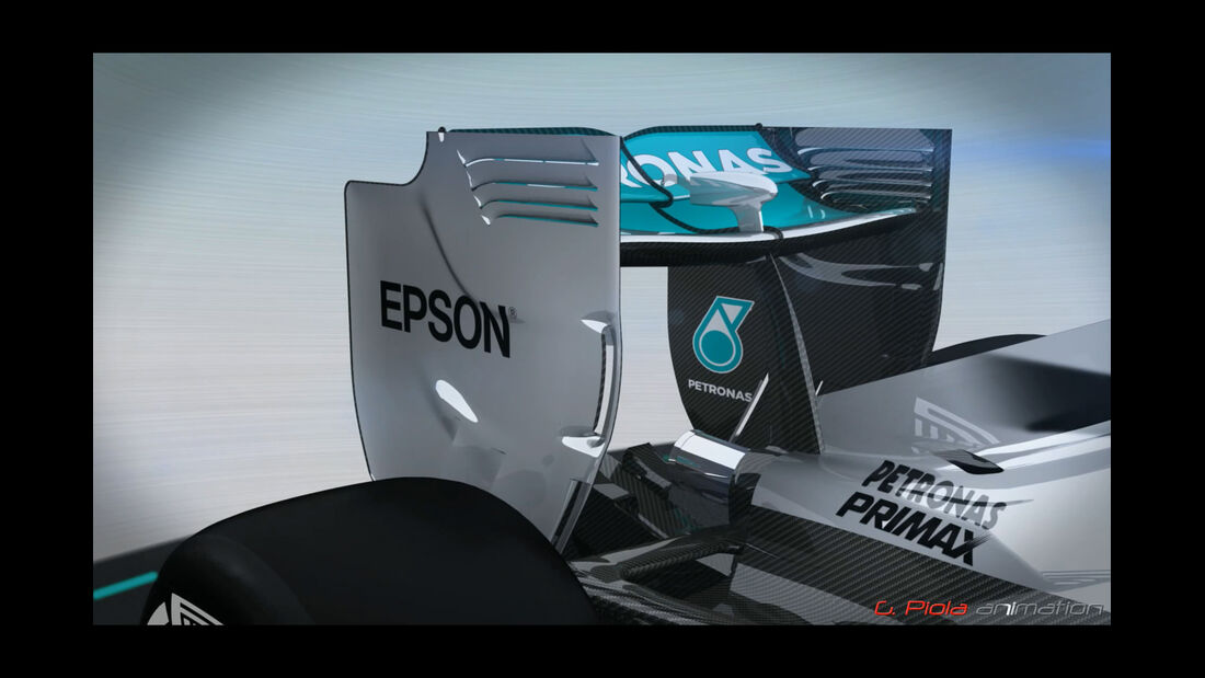 Mercedes - Piola - Heckflügel - Animation - Formel 1 - 2015