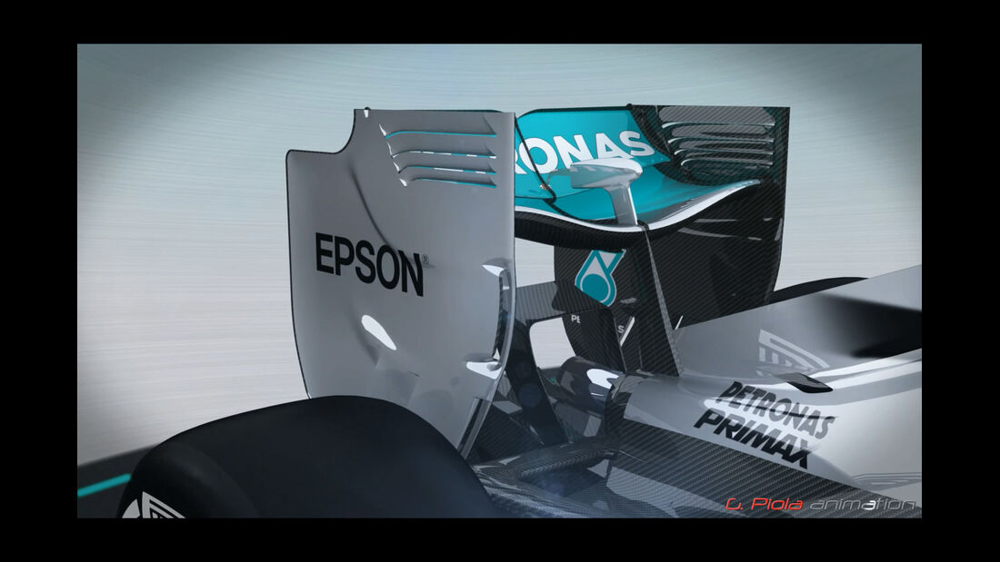 Mercedes - Piola - Heckflügel - Animation - Formel 1 - 2015