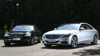 Mercedes S 500 lang, BMW 750Li, Frontansicht