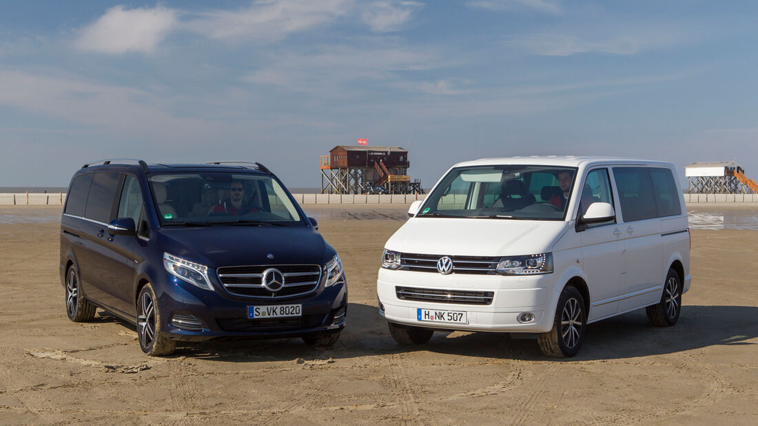 Mercedes V 250 Bluetec, VW Multivan 2.0 BiTDI, Frontansicht