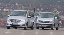 Mercedes V 250 d 4Matic lang, VW Multivan 2.0 TDI 4Motion, Frontansicht