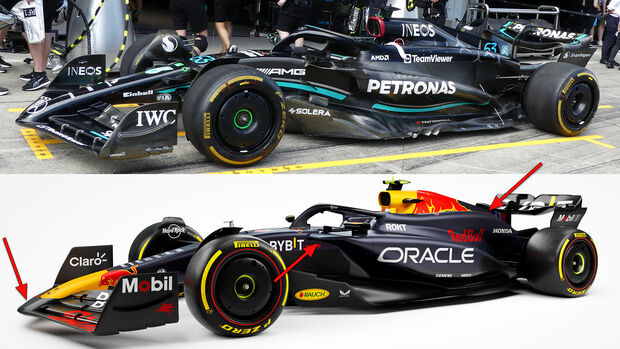 Mercedes W14 vs. Red Bull RB20