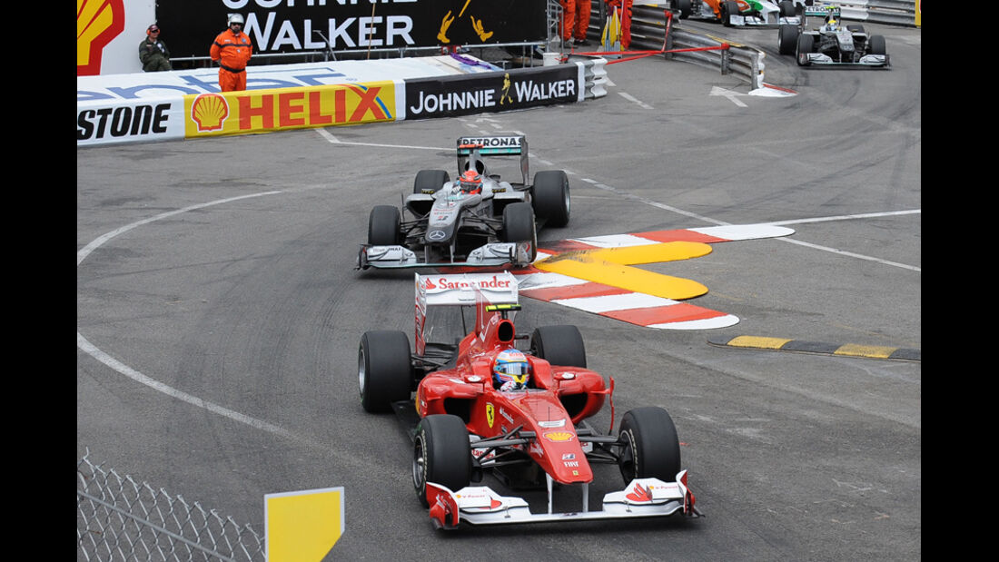 Michael Schumacher und Fernando Alonso beim GP Monaco